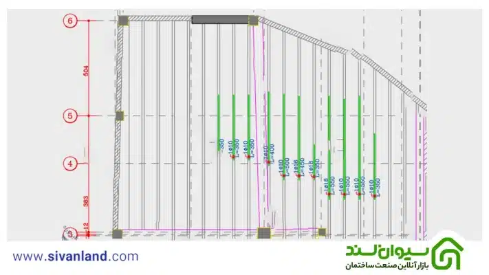 3 مرحله نقشه خوانی سقف وافل + اطلاعات نقشه سقف وافل 60 102 نقشه ارماتور تقویتی تحتانی 101