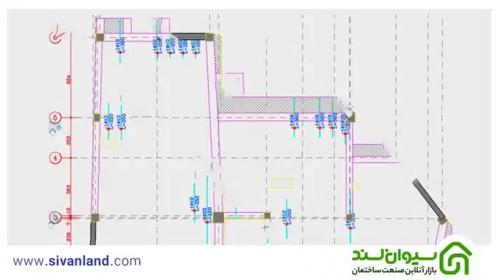 3 مرحله نقشه خوانی سقف وافل + اطلاعات نقشه سقف وافل 59 100 نقشه ارماتور تقویتی فوقانی 99