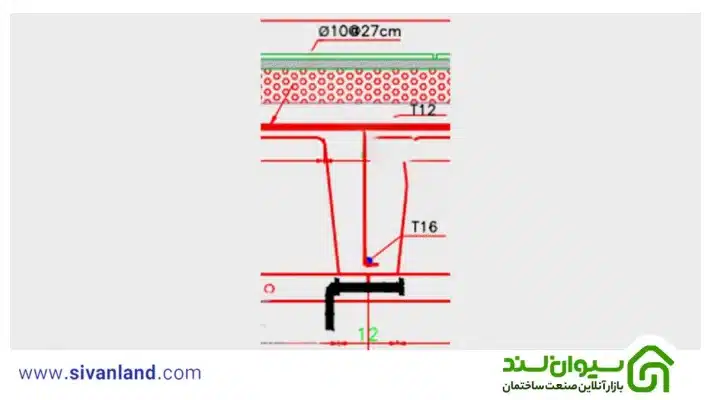 3 مرحله نقشه خوانی سقف وافل + اطلاعات نقشه سقف وافل 58 98 نقشه نصب ارماتورهای اصلی 97