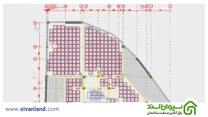 3 مرحله نقشه خوانی سقف وافل + اطلاعات نقشه سقف وافل 55 92 نقشه پلان سقف وافل دوطرفه 91