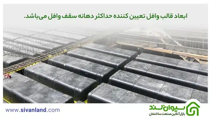 بررسی حداکثر دهانه سقف وافل از طراحی تا اجرا 35 35 ابعاد قالب وافل تعیین کننده حداکثر دهانه سقف وافل میباشد.