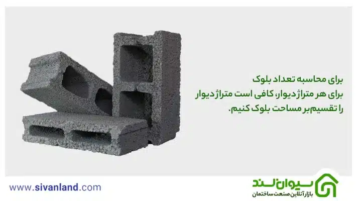 نحوه محاسبه تعداد بلوک در هر متر مربع سقف و دیوار 18 18 برای محاسبه تعداد بلوک برای هر متراژ دیوار، کافی است متراژ دیوار را تقسیمبر مساحت بلوک کنیم.