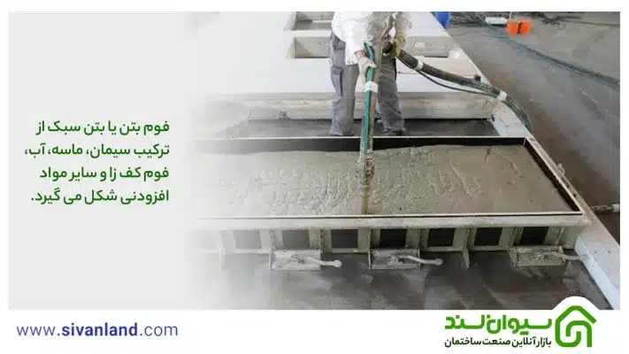 مقایسه پوکه معدنی با فوم بتن | نحوه کف سازی ساختمان 23 23 فوم بتن یا بتن سبک از ترکیب سیمان، ماسه، آب، فوم کف زا و سایر ممواد افزودنی شکل میگیرد.