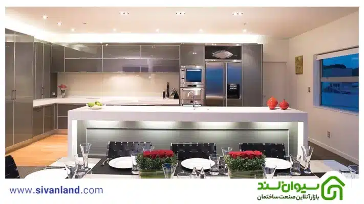 گچبری نور مخفی سقف | 4 ایده جدید نورپردازی مخفی سقف 46 52 ترکیب هالوژن و نور مخفی سقف آشپزخانه