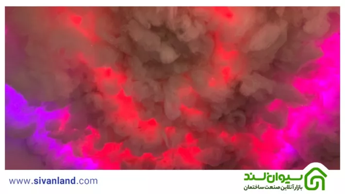 ساخت سقف ابری | 4 ایده جذاب برای نورپردازی سقف ابری اتاق 57 63 سقف ابری با دیزاین آسمان صورتی رنگ