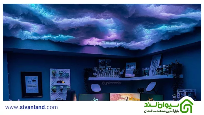 ساخت سقف ابری | 4 ایده جذاب برای نورپردازی سقف ابری اتاق 58 64 سقف ابری با دیزاین آسمان متلاطم و طوفانی