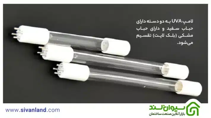 لامپ یو وی | بررسی علت خرید انواع لامپ UV 50 50 لامپ UVA به دو دسته دارای حباب سفید و دارای حباب مشکی (بلک لایت) تقسیم میشود.
