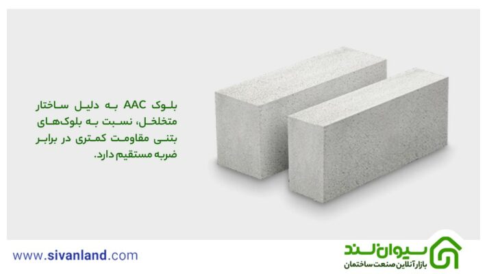 بلوک aac چیست؟ بررسی 0 تا 100 بلوک های aac 3 3 بلوک AAC به دلیل ساختار متخلخل، نسبت به بلوکهای بتنی مقاومت کمتری در برابر ضربه مستقیم دارد.