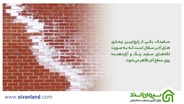 آشنایی با بیماری های آجر سفال و راههای پیشگیری و درمان آنها 12 12 سفیدک، یکی از رایجترین بیماری های آجر سفال است که به صورت لکههای سفید رنگ و آزاردهنده روی سطح آجر ظاهر میشود.