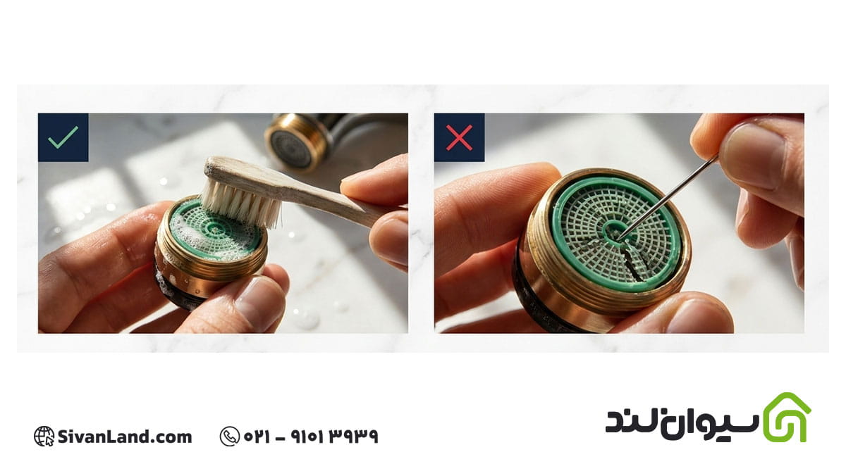 بهترین و ساده ترین روش تمیز کردن پرلاتور شیرآلات 3 3 آموزش گام به گام تمیز کردن پرلاتور شیرآلات