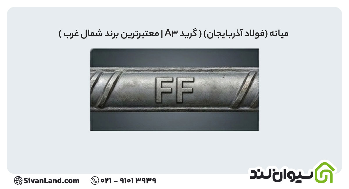 جدول علامت اختصاری میلگرد کارخانه های فولادی+ بررسی هریک 40 40 علامت اختصاری میلگرد میانه (فولاد آذربایجان)