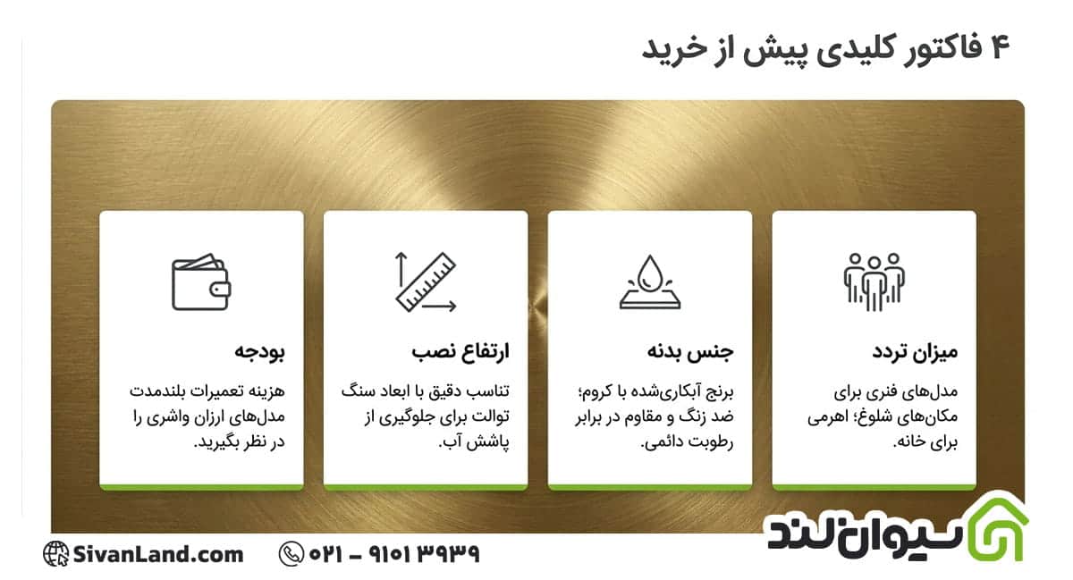 معرفی انواع شیرآلات سرویس بهداشتی + بررسی هر مدل 4 4 چطور شیرآلات مناسب سرویس بهداشتی را انتخاب کنیم؟